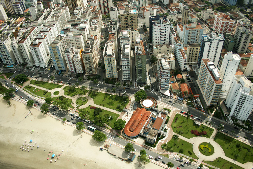 Vista panorâmica da orla de Santos, São Paulo